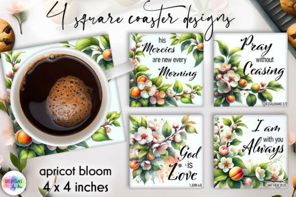 Apricot Blossom Christian Coaster Set
