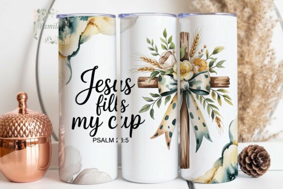 Christian Cross Floral Tumbler Wrap