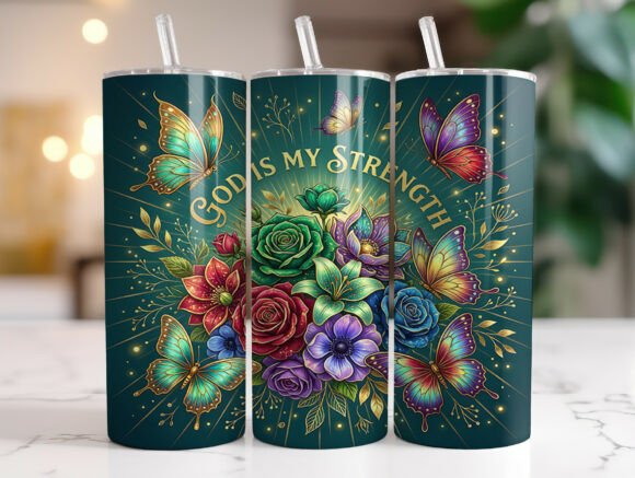 Christian Floral Butterfly Faith 20oz Tu