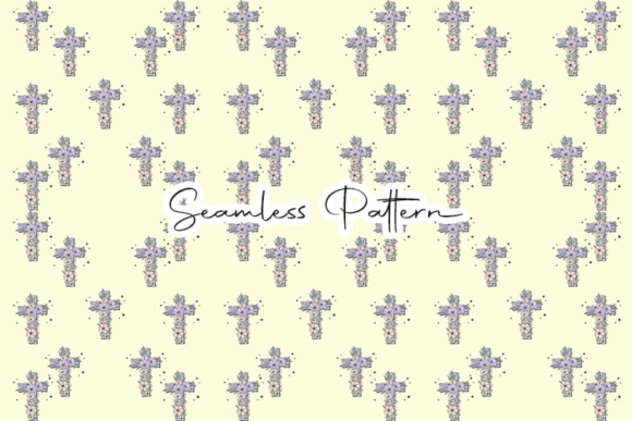 Christian Floral Cross Seamless Pattern