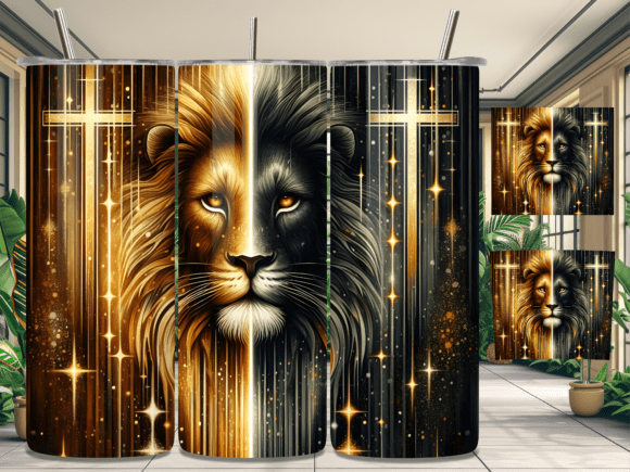 Christian Lion Half Face Gold Tumbler
