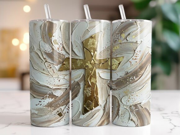 Christian Oil Brushstroke Cross Tumbler