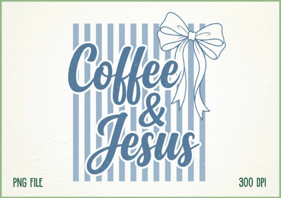 Coffee and Jesus Retro Bow Illustration