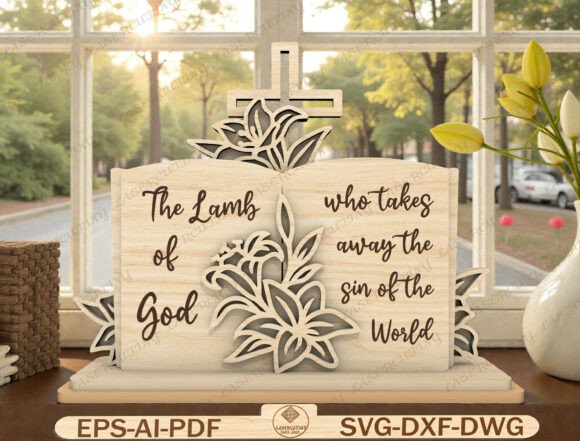 Easter Christian Stand Sign Laser Cut Graphic Templates
