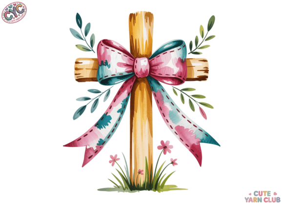 Floral Cross Easter PNG, Christian Png
