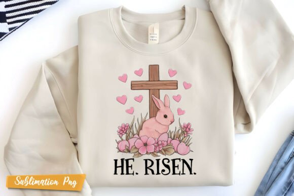 He is Risen Easter Christian Bunny PNG Illustrations