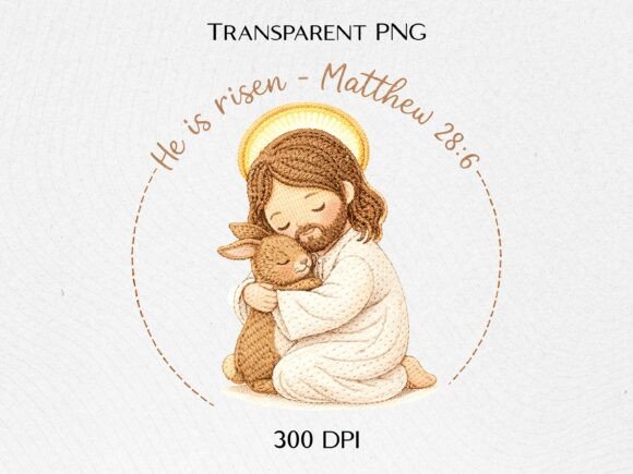 He is Risen Jesus Bunny PNG Illustrations