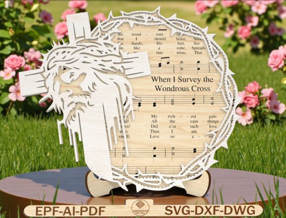 Jesus Face Cross Plaque Laser Cut File