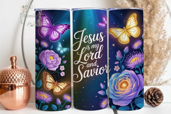 Jesus Lord Savior Butterfly Tumbler Wrap
