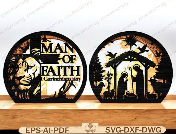 Man of Faith Jesus Lantern Laser Cut Graphic Templates
