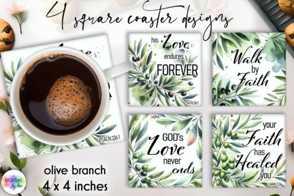 Olive Branch Christian Coaster Set for Crafts