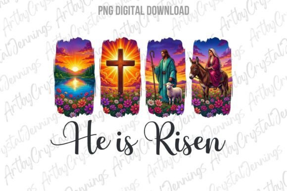 Religious He Is Risen Jesus Easter PNG Illustrations