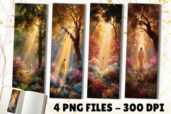 Spiritual Jesus Forest Sunlight Bookmark Print Templates