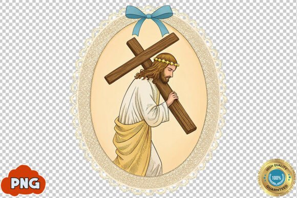 Vintage Thrifted Christian Jesus PNG for Print Templates